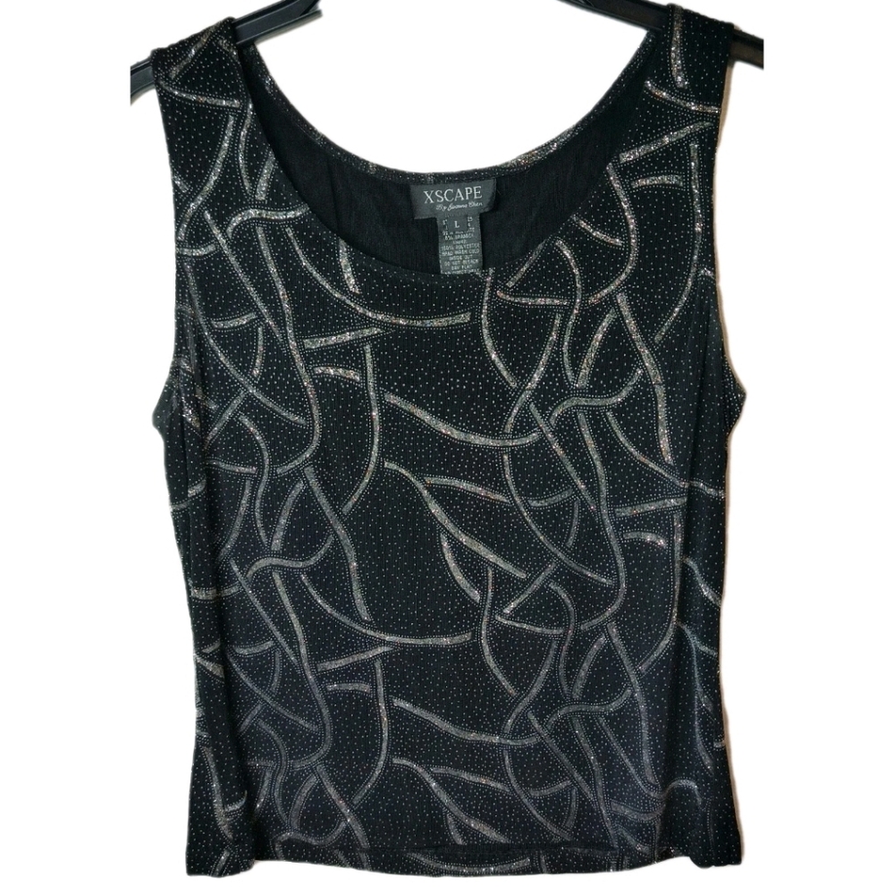 Xscape By Joanna Chen L Dressy Sleeveless Blouse Tank Glitter Stretch Tank